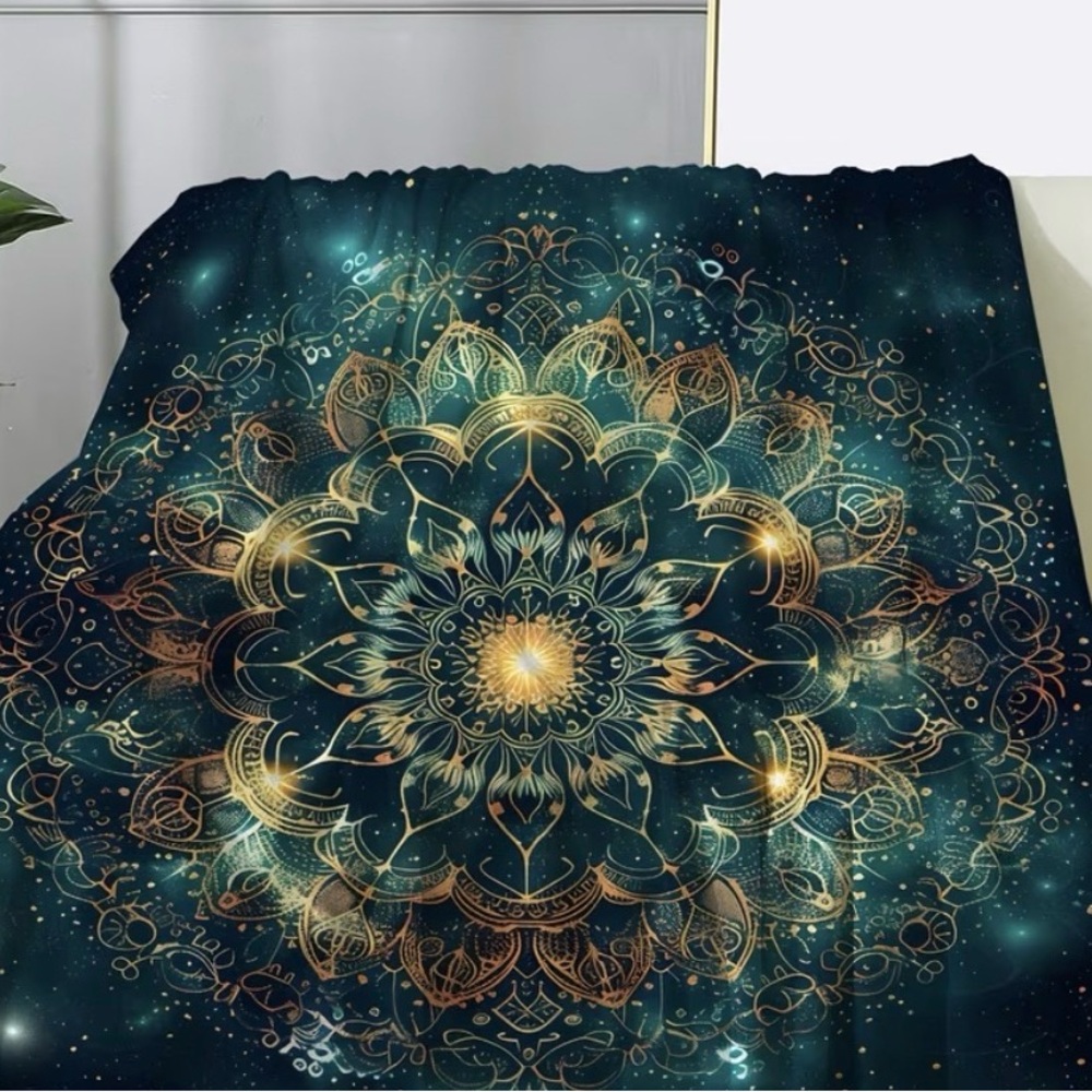 Mandala Blanket with Gold Accents